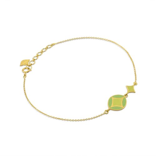 Green Enamel Bracelet Crafted In 18Kt Gold