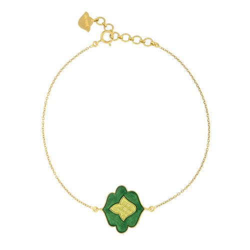 Green & Yellow Enamel Bracelet Crafted In 18Kt Gold