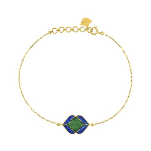 Blue And Green Enamel Bracelet Crafted In 18Kt Gold