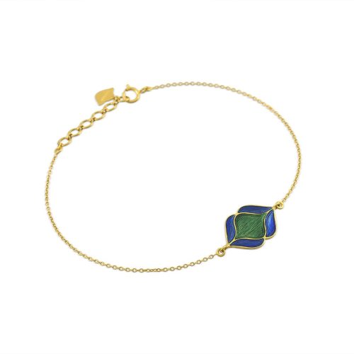 Blue And Green Enamel Bracelet Crafted In 18Kt Gold