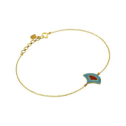 Blue And Red Enamel Bracelet Crafted In 18Kt Gold