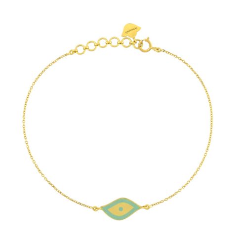Evil Eye Aqua Green Enamel Bracelet Crafted In 18Kt Gold