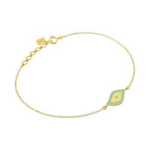 Evil Eye Aqua Green Enamel Bracelet Crafted In 18Kt Gold