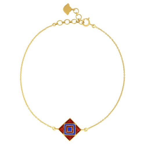 Red And Blue Enamel Bracelet Crafted In 18Kt Gold