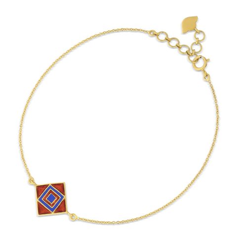 Red And Blue Enamel Bracelet Crafted In 18Kt Gold