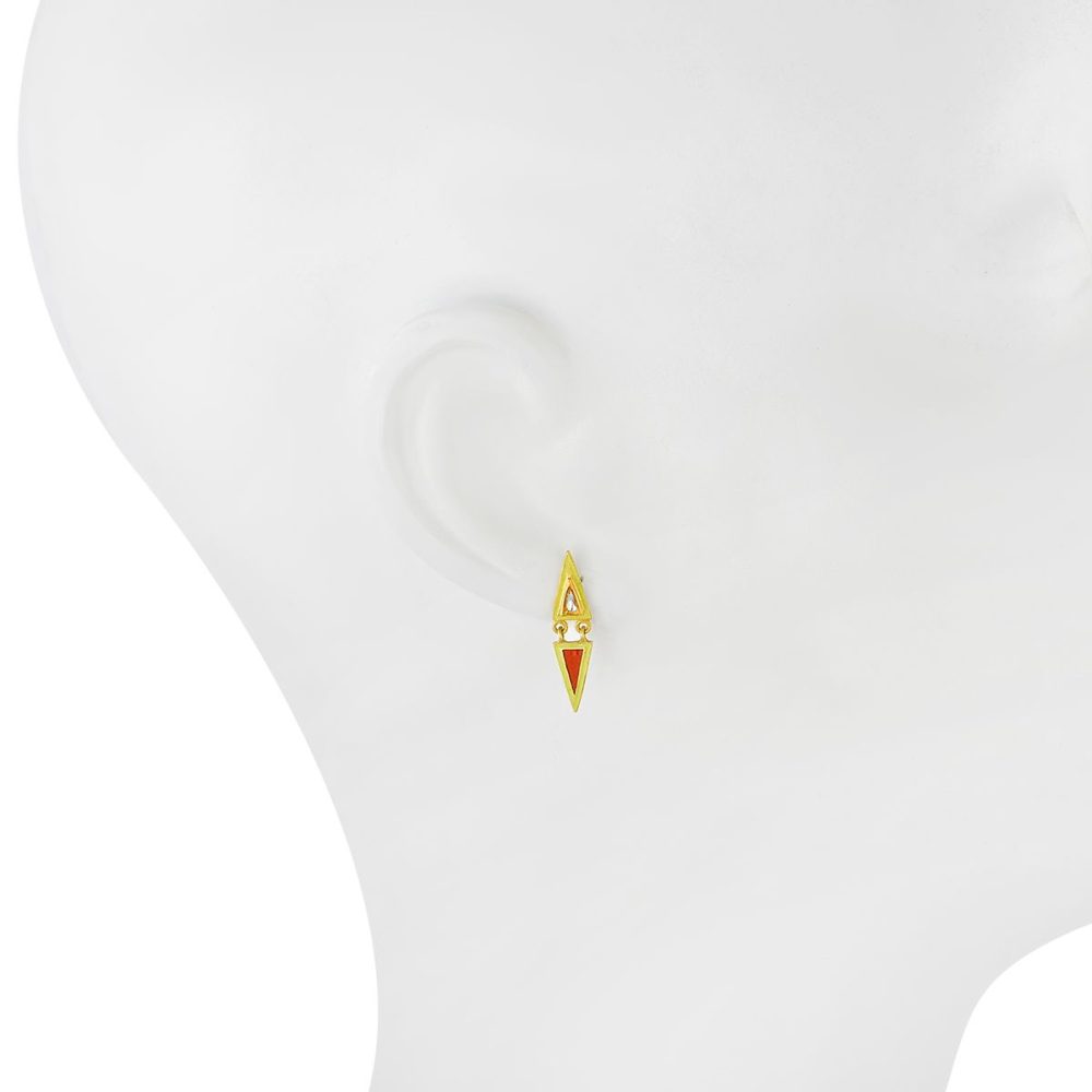 Yellow And Red Enamel Earring Crafted In 18/24Kt Gold – Legend Amrapali