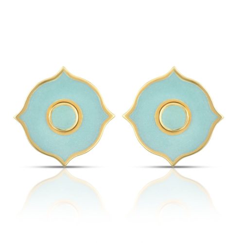 Blue Enamel Earring Crafted In 18Kt Gold