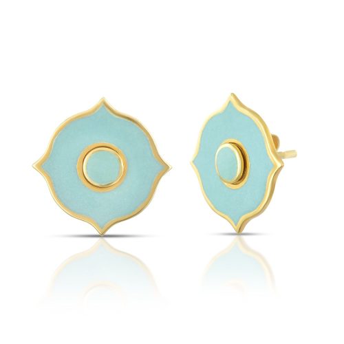 Blue Enamel Earring Crafted In 18Kt Gold