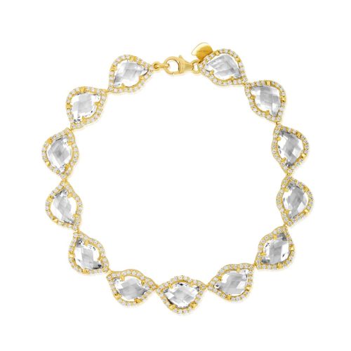 White Topaz & Diamond Lotus Bracelet In 18Kt Gold