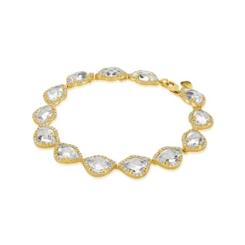 White Topaz & Diamond Lotus Bracelet In 18Kt Gold