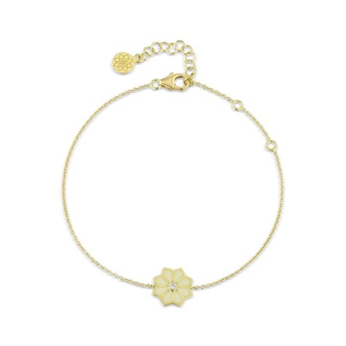 White Enamel & Diamond Bracelet In 18Kt Gold