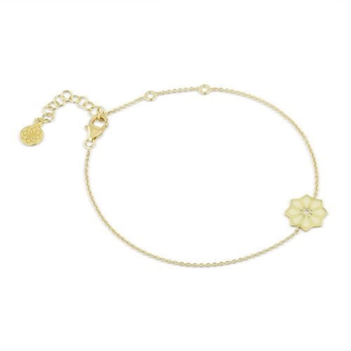 White Enamel & Diamond Bracelet In 18Kt Gold