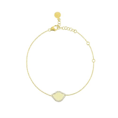 White Enamel & Diamond Lotus Bracelet In 18Kt Gold