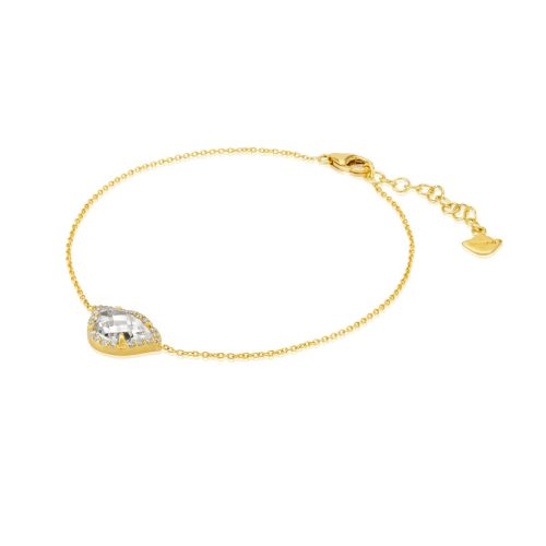 White Topaz & Diamond Lotus Bracelet  18Kt Gold