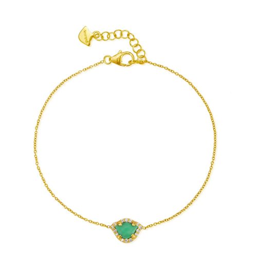 Turquoise & Diamond Lotus Bracelet In 18Kt Gold