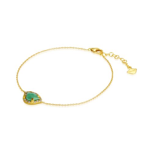 Turquoise & Diamond Lotus Bracelet In 18Kt Gold