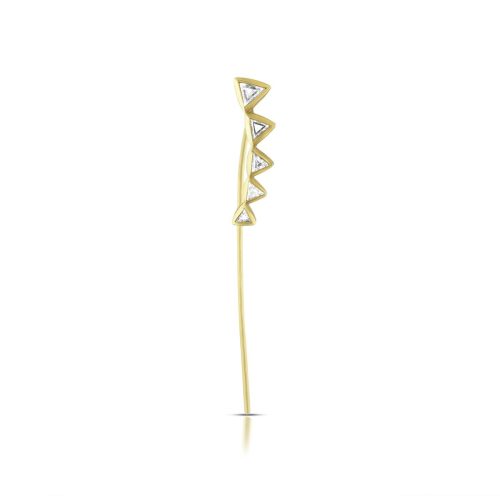 Trine Diamond Long Earcuff In 18 Kt Gold