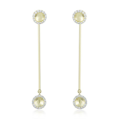 Diamond Disc Line Earring In 18Kt Gold