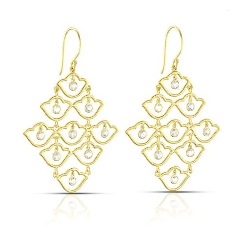 Rose Cut Diamond Lotus Earring In 18Kt Gold