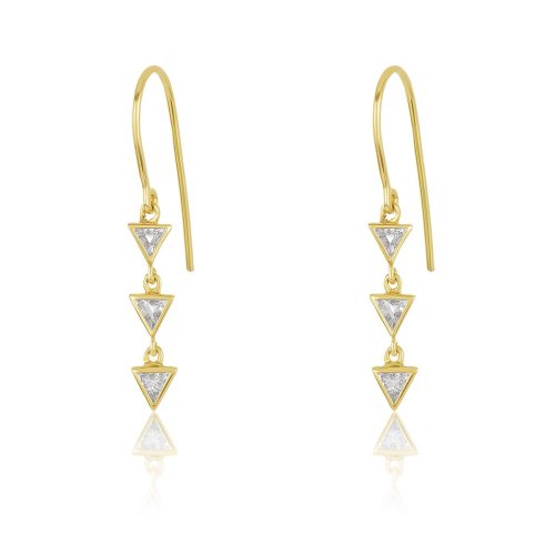White Sapphire Triangular Drop Earring In 18Kt Gold