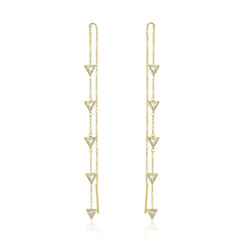 White Sapphire Threader Earring In 18Kt Gold