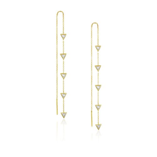 White Sapphire Threader Earring In 18Kt Gold