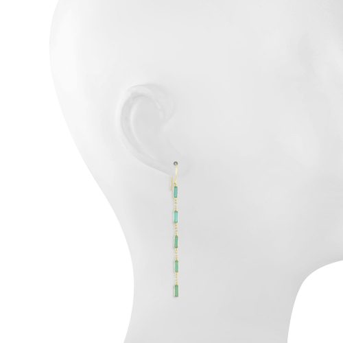 Turquoise And Diamond Linear Earring In 18Kt Gold