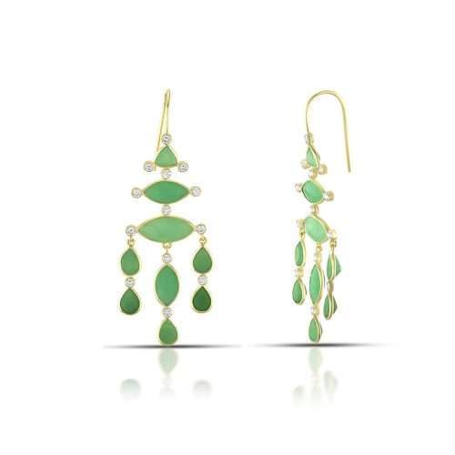 Chrysoprase And Diamond Earring In 18Kt Gold