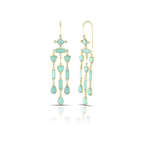 Turquoise And Diamond Earring In 18Kt Gold