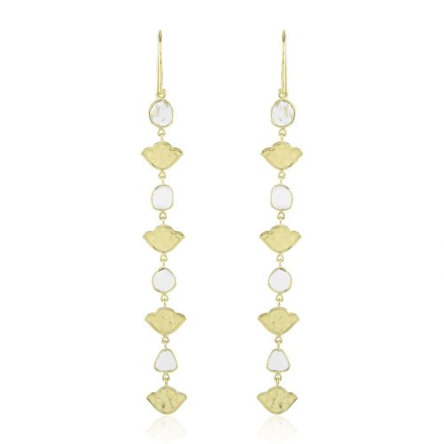 Polki Studded Hanging Earring In 18Kt Gold