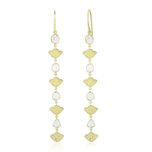 Polki Studded Hanging Earring In 18Kt Gold