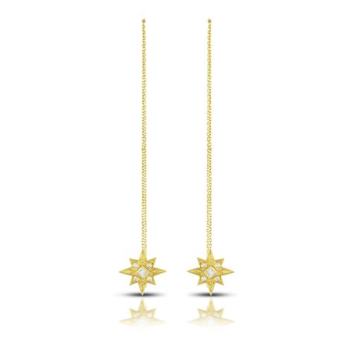 Full Cut Diamond Threader Star Earrings In 18Kt Gold