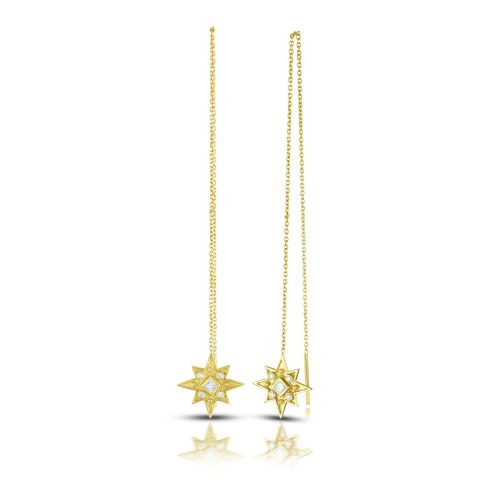 Full Cut Diamond Threader Star Earrings In 18Kt Gold
