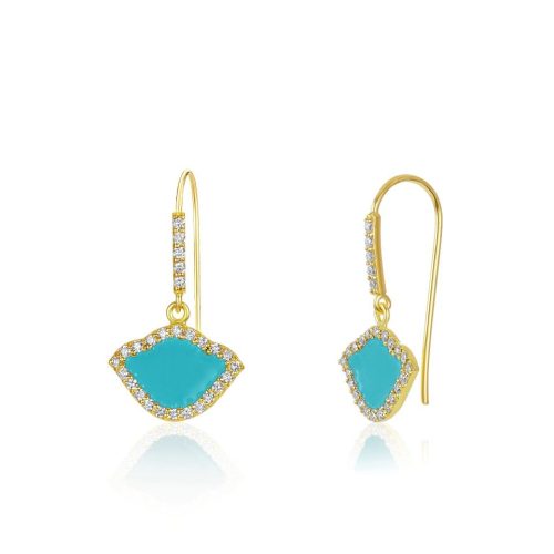 Blue Enamel & Diamond Lotus Earrings In 18Kt Gold