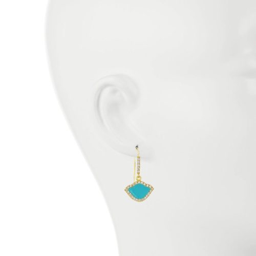 Blue Enamel & Diamond Lotus Earrings In 18Kt Gold