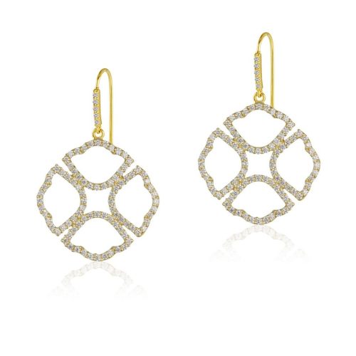 Lotus diamond earring in 18 kt gold