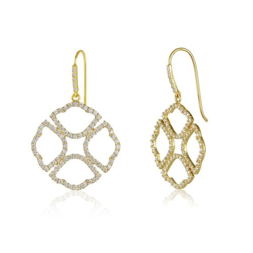 Lotus diamond earring in 18 kt gold