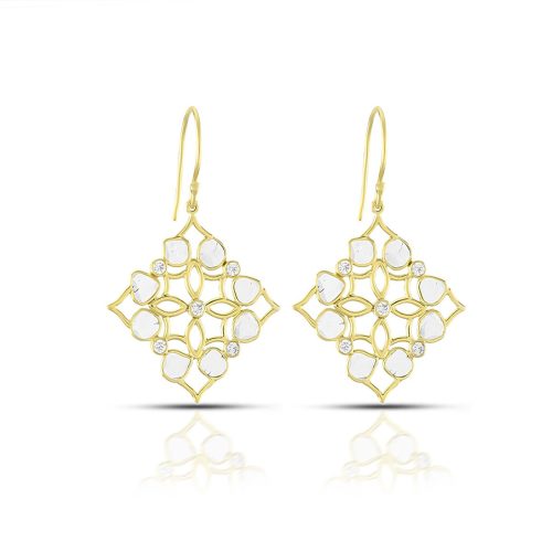 Diamond Flower Earring In 18Kt Gold