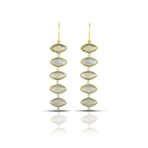 Labradorite And Diamond Earring In 18Kt Gold