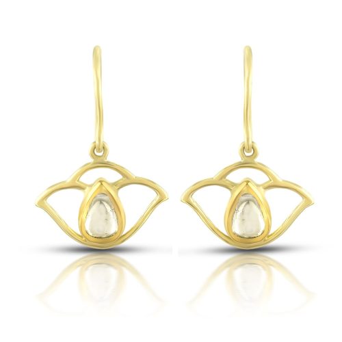 Polki diamond lotus earring in 18kt gold