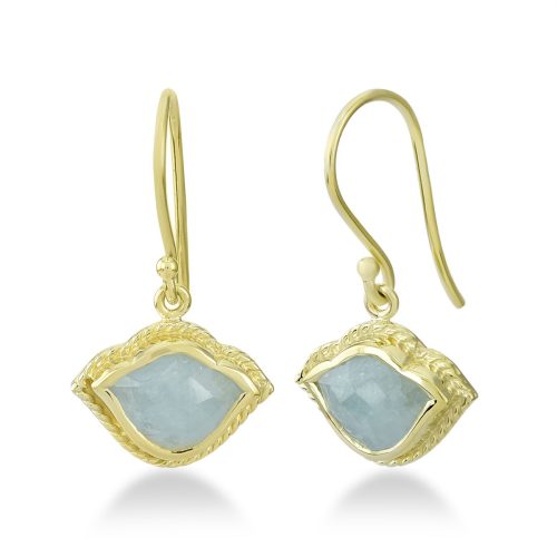 Lotus labrodrite earring in 18 kt gold