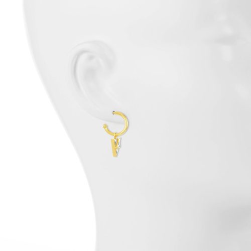White Sapphire Trigonal Earring In 18Kt Gold