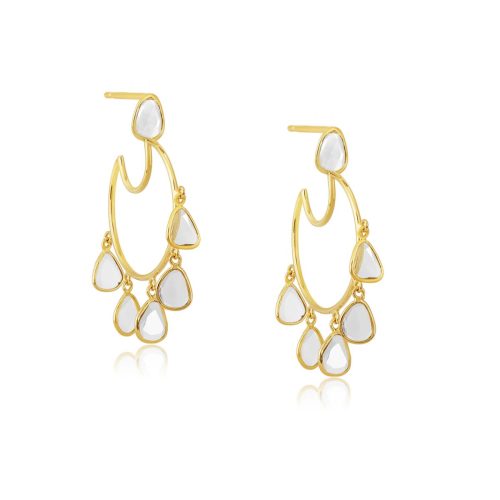 Polki Diamond moon earring in 18Kt Gold