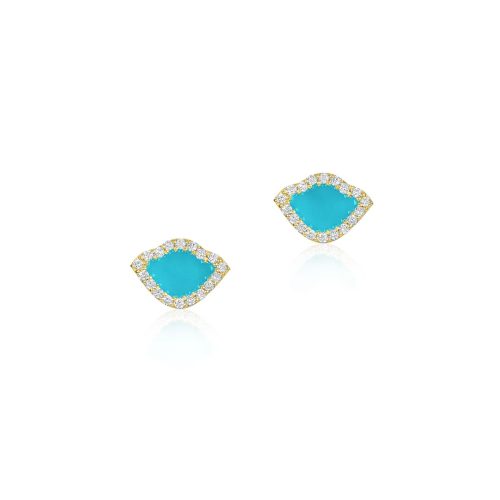 Blue Enamel & Diamond Lotus Ear Studs In 18Kt Gold YGESP1407BLAWD
