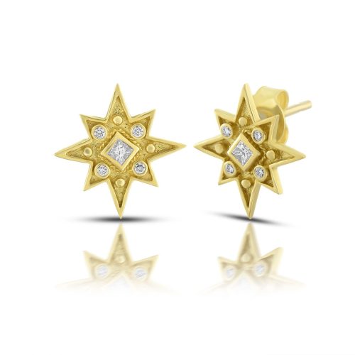 Full Cut Diamond Star Earrings In 18Kt Gold