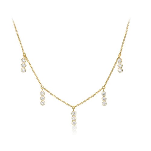 Diamond Three Stone Drop Necklace in 18kt Gold