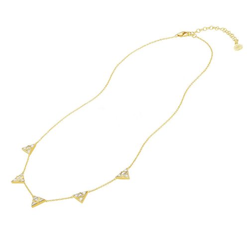 White Sapphire Trigonal Chain Necklace In 18Kt Gold
