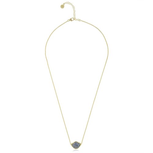 Lotus blue sapphire chain necklace in 18 kt gold