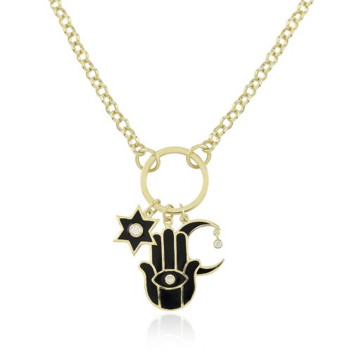 Enameled Pendant Necklace in 18Kt Gold