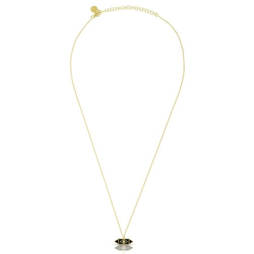 Black Enamel And Diamond Necklace In 18Kt Gold
